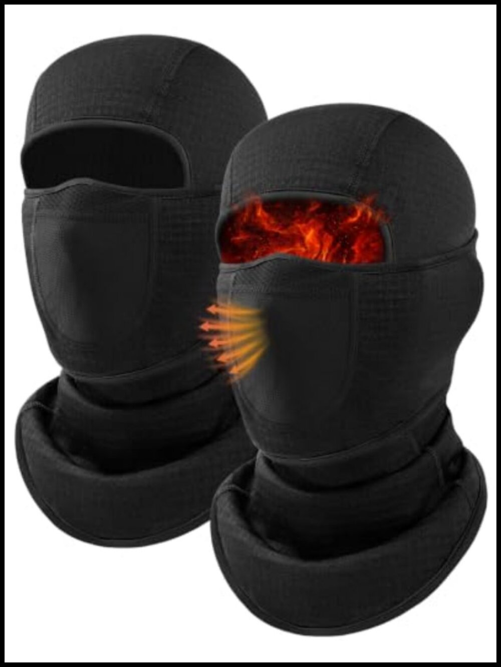 Thermal Waffle Fleece Balaclava Ski Mask with Movable Face Cover
